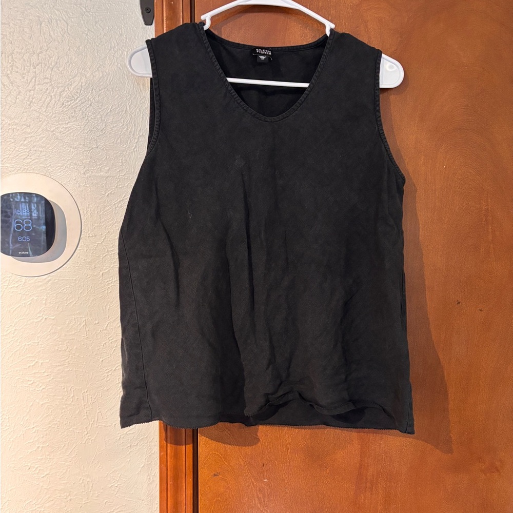 Eileen Fisher Black Linen-Blend Sleeveless Tank